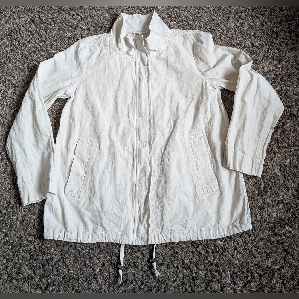 Eileen Fisher Organic Cotton Natural Bone Zip Up Jacket Women's S
